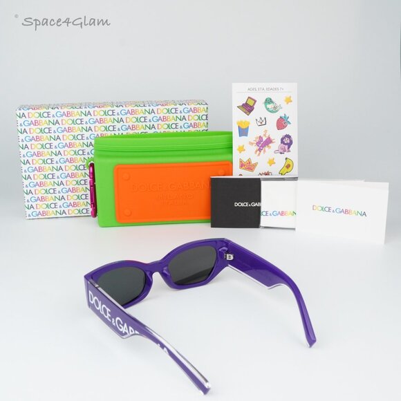 BRAND NEW D&G DX6003 KIDS 333587 Crystal Purple Dark Grey Cat Eye Sunglasses - Picture 6 of 7